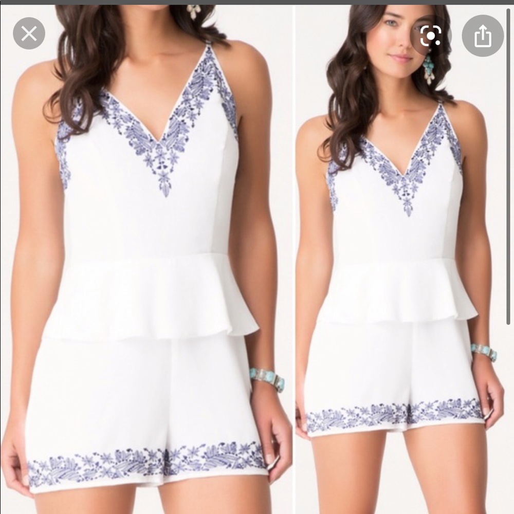 BNWT Bebe Embroidered White Romper